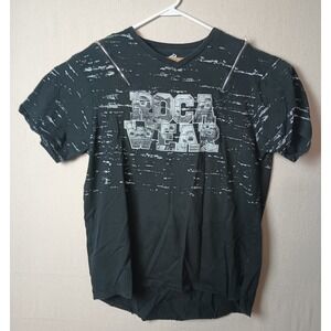 Roca‎ Wear Graphic T-Shirt Zipper Accent Streetwear Top Black Size Unknown CC